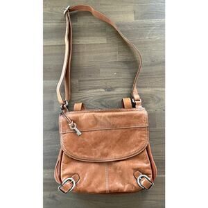 Fossil Brown Western Bag Crossbody with Handle Leather and Canvas
